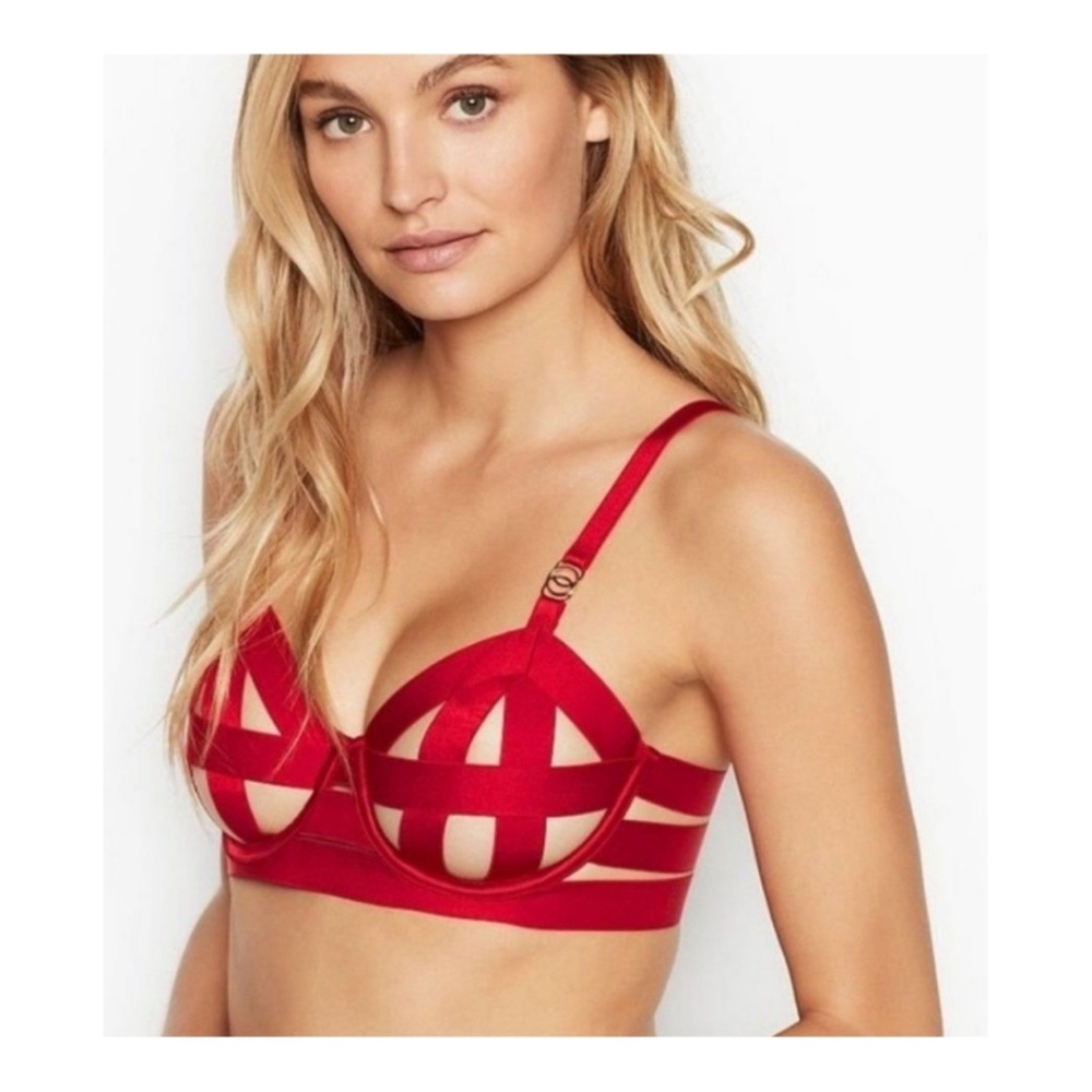 NWOT Victoria Secret Unlined Banded Balconet Strap Bra 34DD Red